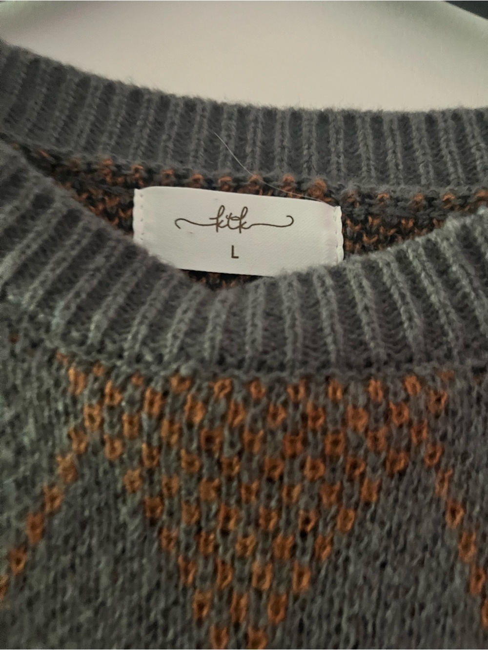 Women’s Argyle Crewneck Sweater Dress in Gray and Brown - Picture 4 of 7